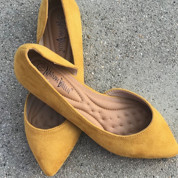mustard yellow pointed flats